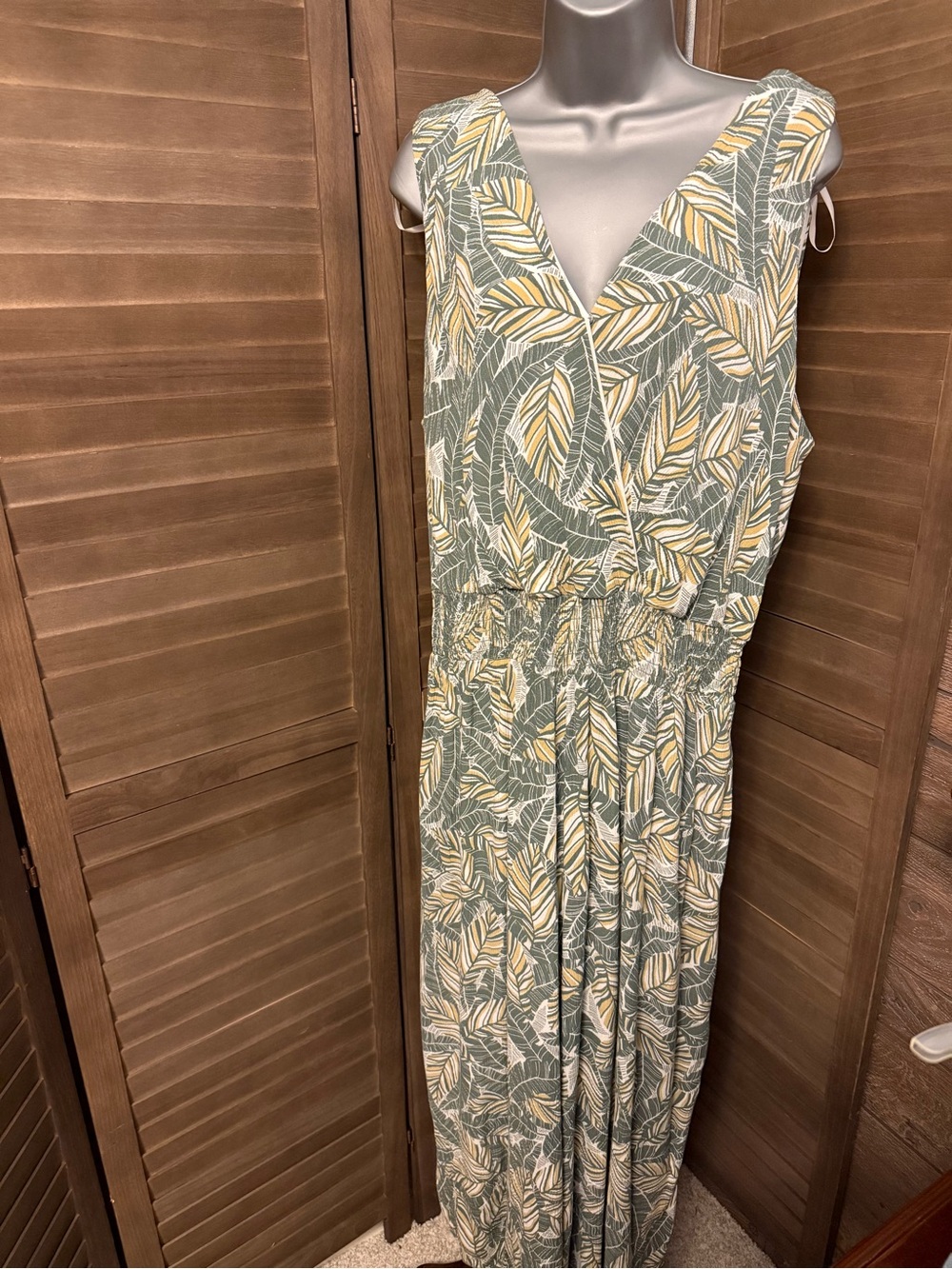 Jumper. Palm leaf Hawaiian style print.  sleeveless pants
